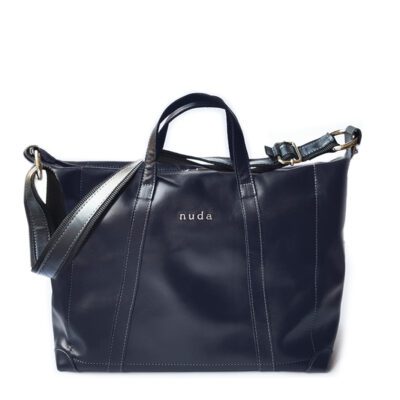 Handtasche "Helga" Leder Schwarz mit Reissverschluss und Schulterriemen