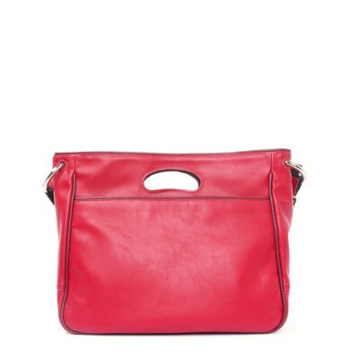 Handtasche "Claudia" Leder Rot/Bordeaux mit Reissverschluss und Verdecktem Aussenfach