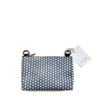 Handtasche "Julchen" Leder Grau mit Punkten, Reissverschluss und Schlüsselleine