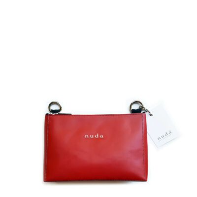 Handtasche “Julchen” Leder Rot mit Reissverschluss und Schlüsselleine