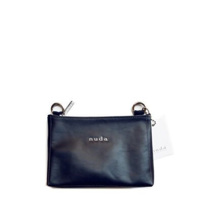 Handtasche “Julchen” Leder Schwarz mit Reissverschluss und Schlüsselleine