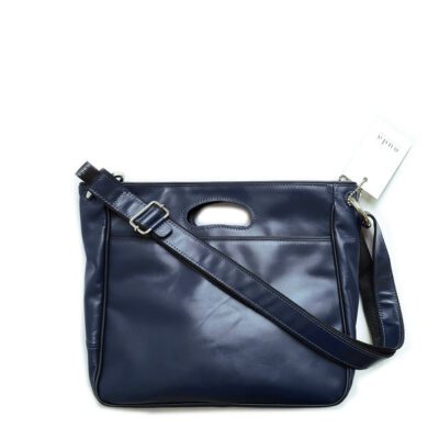 Handtasche "Claudia" Leder Nachtblau/Schwarz mit Reissverschluss und Verdecktem Aussenfach