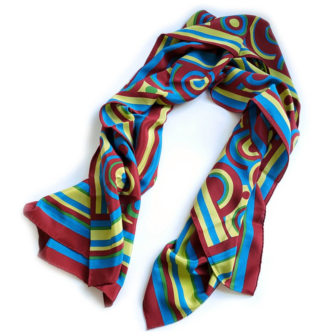 Foulard Seide Radiusmotiv Rost Petrol Kiwi Grün Foulard Seide Radiusmotiv Rost Petrol Kiwi Grün
