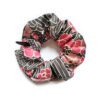 Scrunchie japanische Blumen in grau und rosa